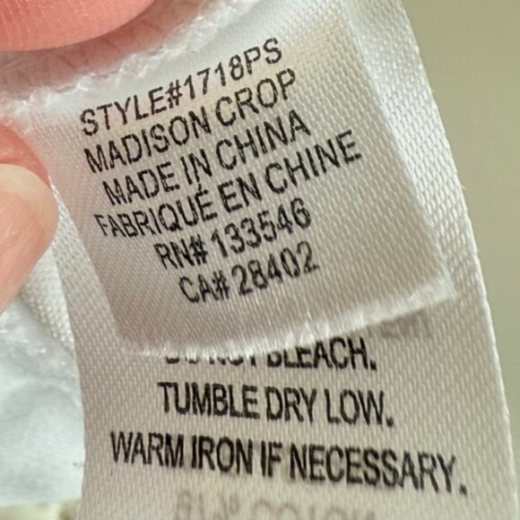 Crosby Women's Size 6 Madison Cropped Ankle White Flat Front Straight Leg Pants - Picture 10 of 15